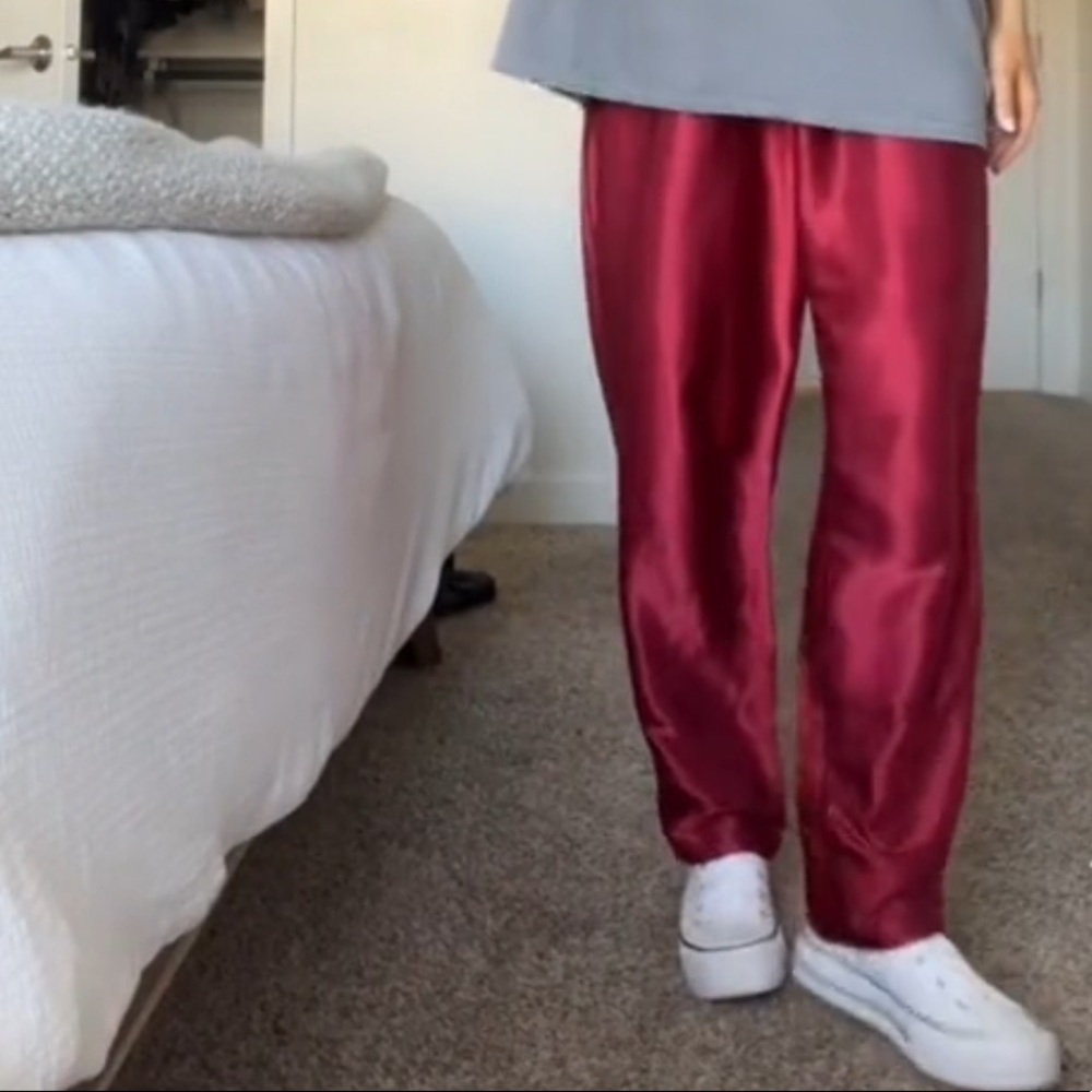 Red polyester pants
